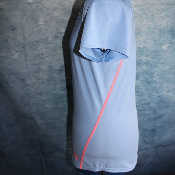 Under Armour ISO-Chill Heatgear V-Neck Blue Coral Fitted Short Sleeve Shirt ~S~ - Picture 4 of 10